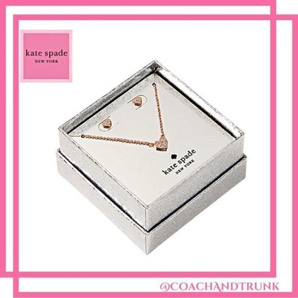 Kate Spade Pave Studs & Pendant Set Yours Truly In Kate Spade Gift Box NWT - Picture 1 of 11